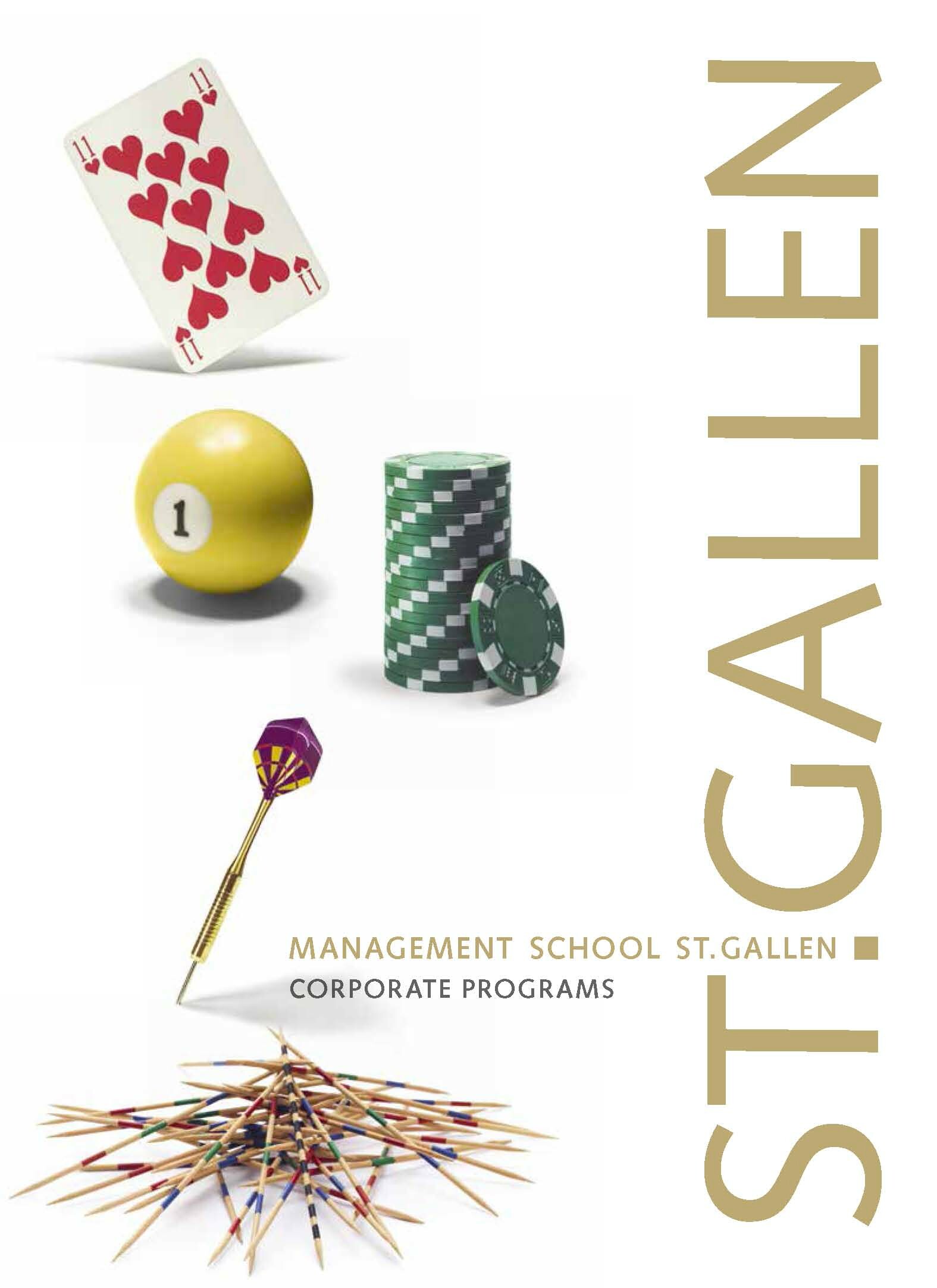 Cover page of the brochure “Corporate Programs” of the Management School St.Gallen with modern design and logo.