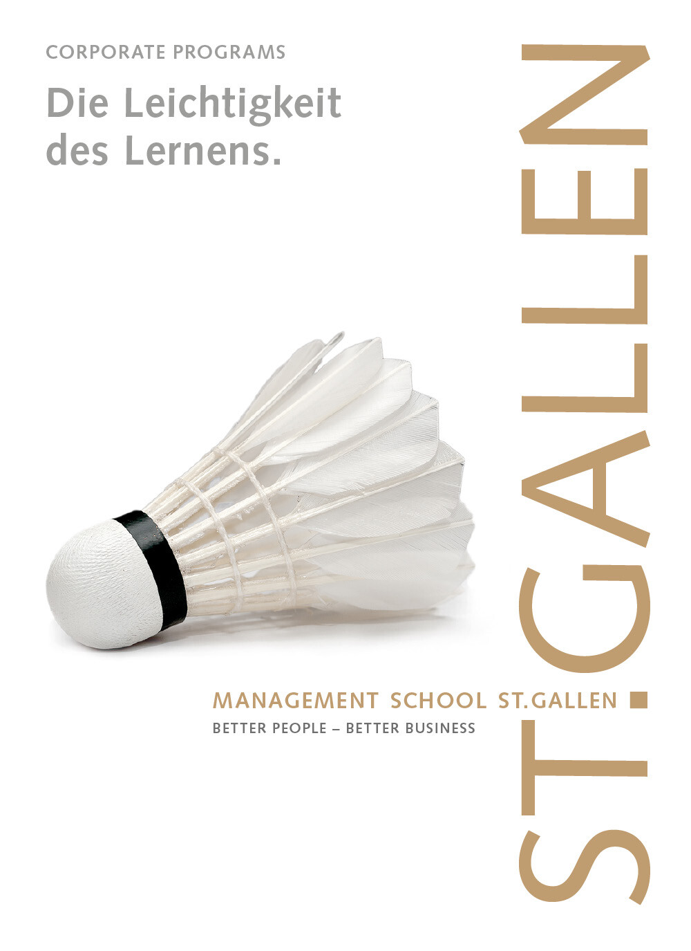 Deckblatt der Broschüre «Corporate Programs» der Management School St.Gallen mit modernem Design und Logo.