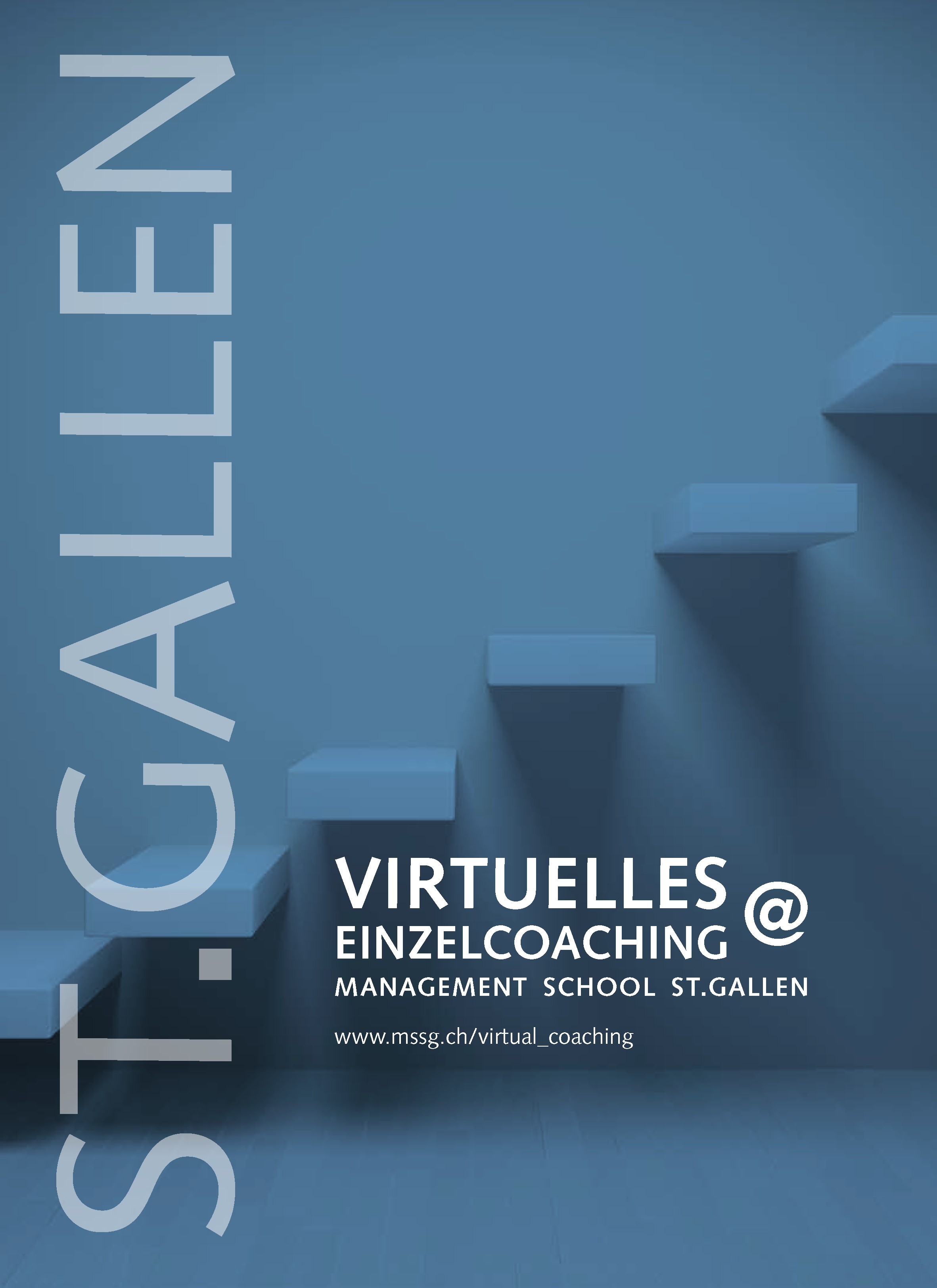 Deckblatt der Broschüre «Virtuelles Coaching» der Management School St.Gallen mit modernem Design und Logo.