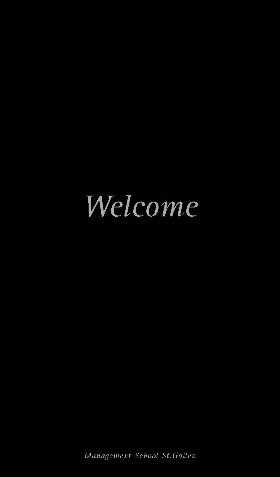 Cover page of the impulse brochure «Ten Questions» with a simple design and the logo of the Management School St.Gallen.