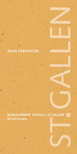 Deckblatt der Impulsschrift «10 Freiheiten» mit einem schlichten Design und dem Logo der Management School St.Gallen.