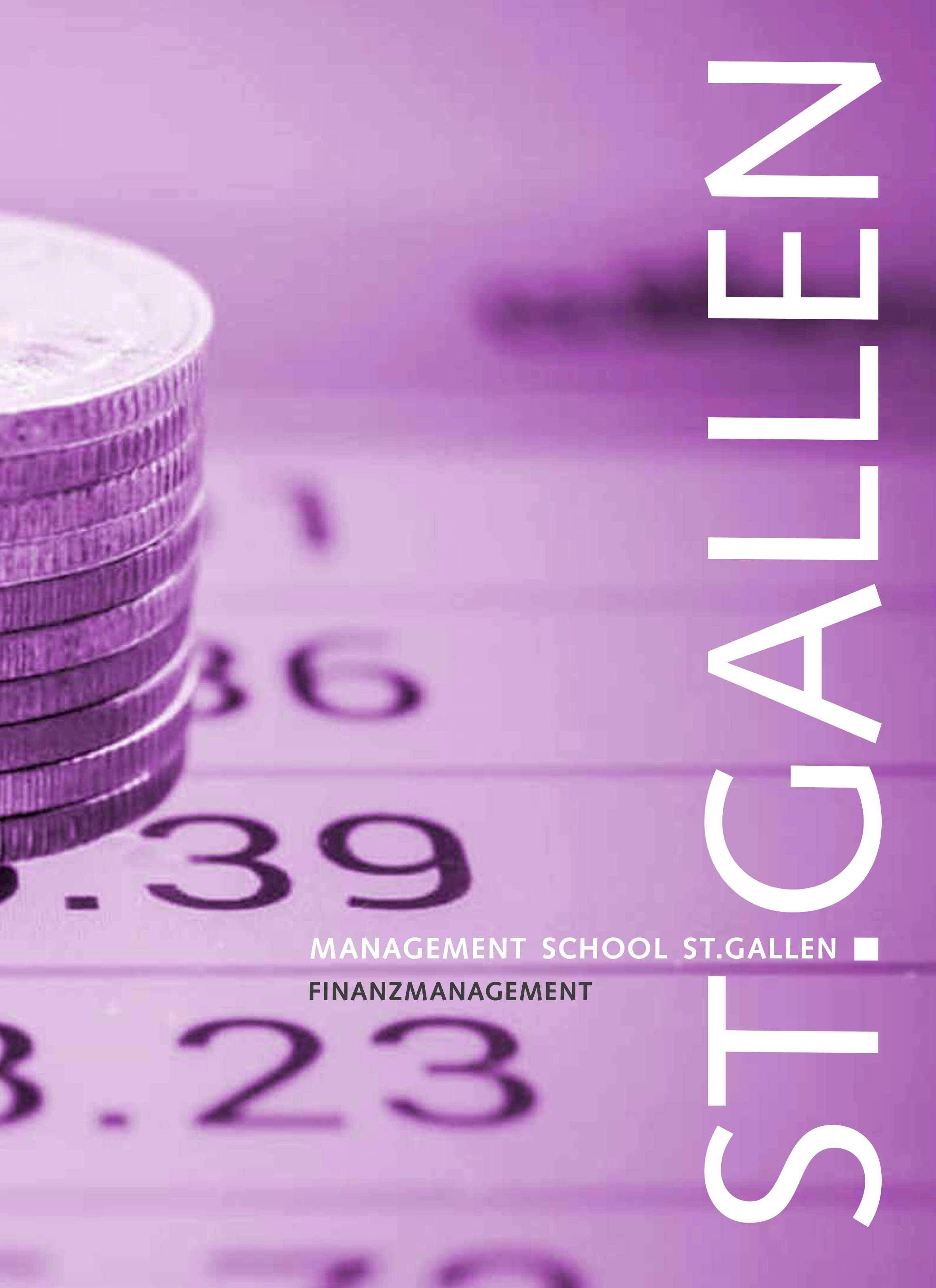 Deckblatt der Broschüre «Finanzmanagement» der Management School St.Gallen mit modernem Design und Logo.