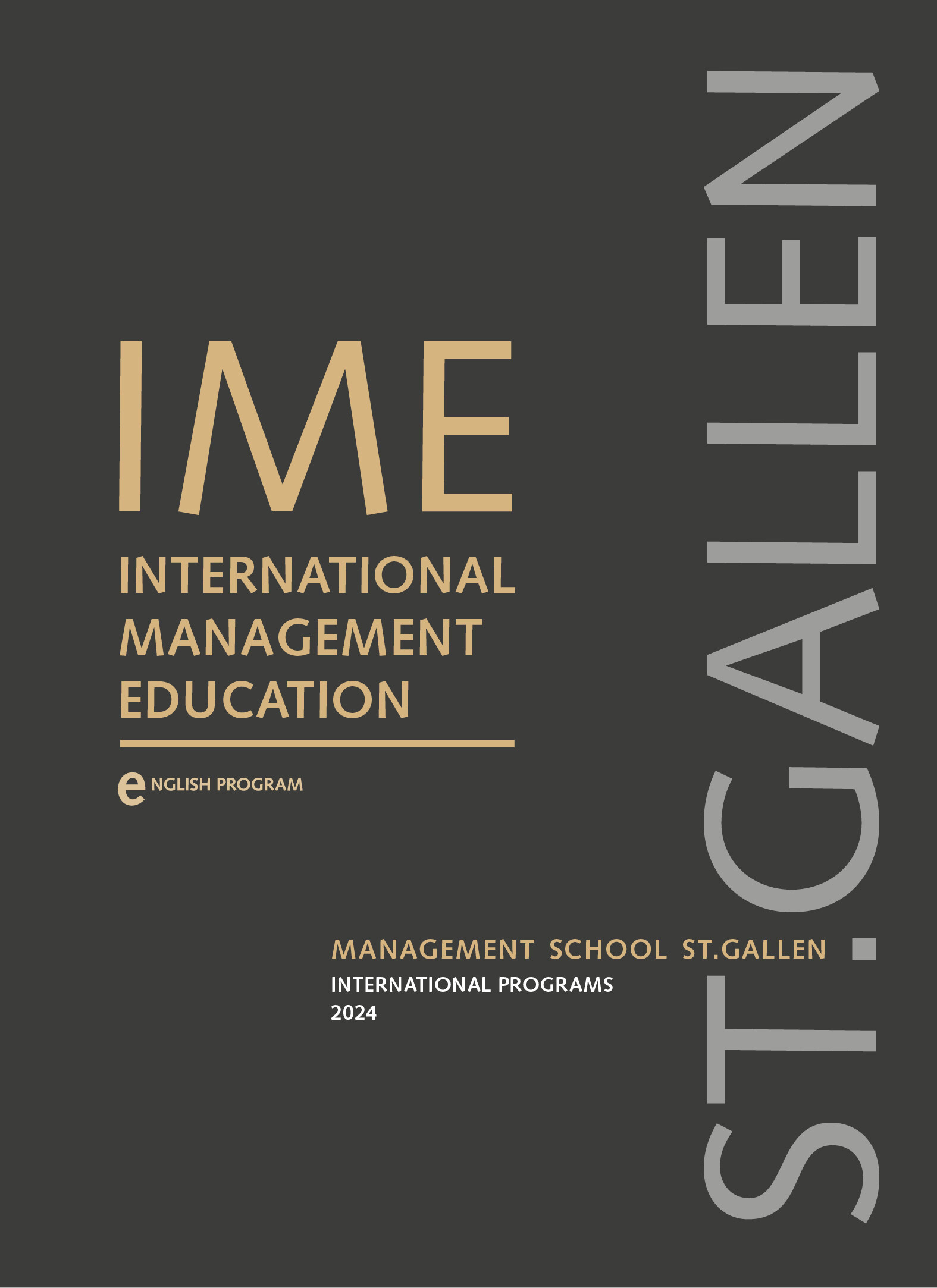 Deckblatt der Broschüre «International Management Education» der Management School St.Gallen mit modernem Design und Logo.